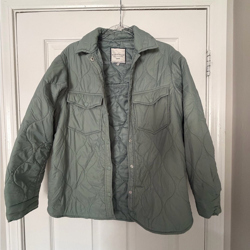 Bagatelle Collection Quilted Shacket in Sage
